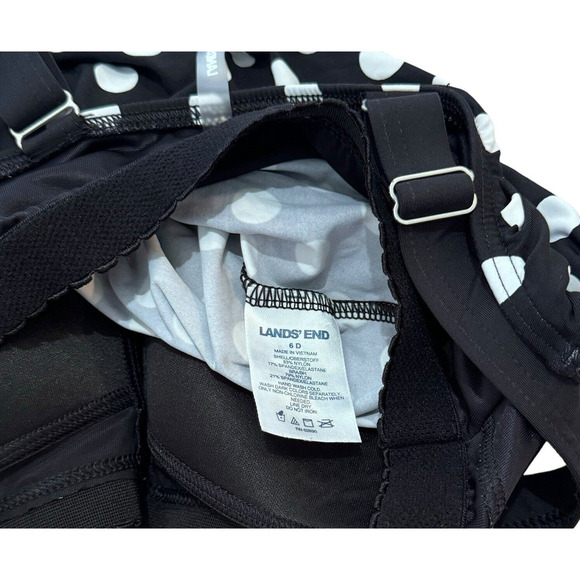 Lands End Swimsuit 6 D Black & White Polka Dot Blouson Tankini Top/Bottoms - Picture 4 of 6